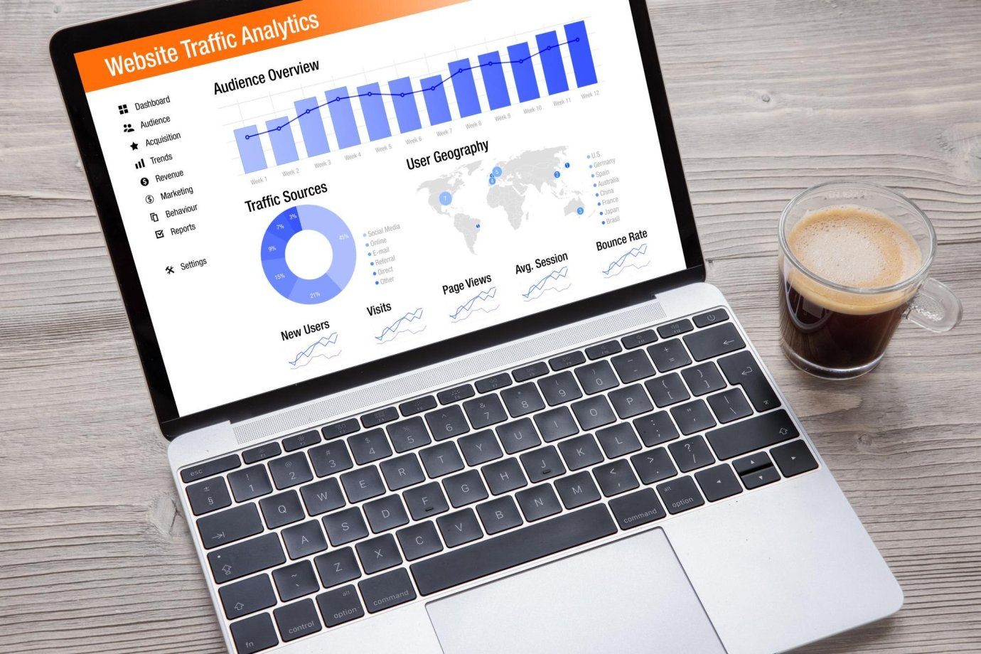SEO analytics dashboard tracking backlinks from PR distribution services